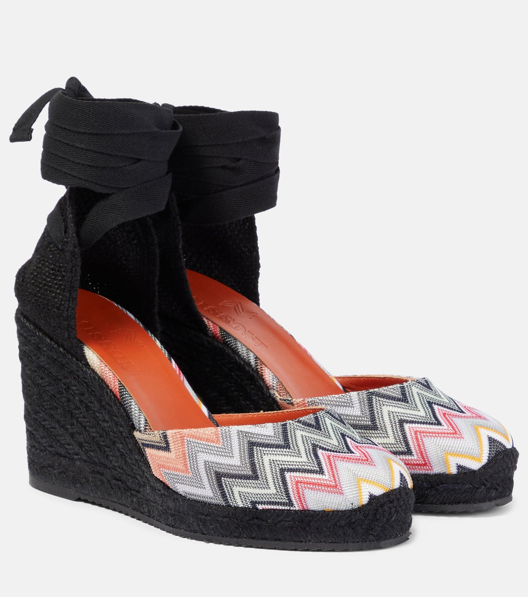 Espadrilles con zeppa in canvas chevron