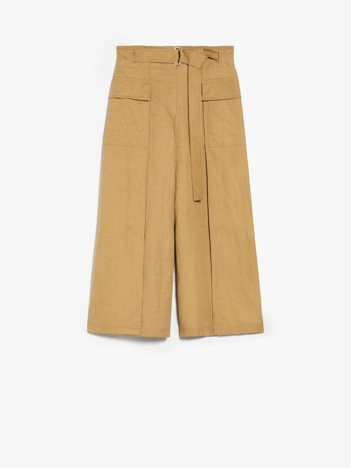 Pantalone svasato in lino e cotone