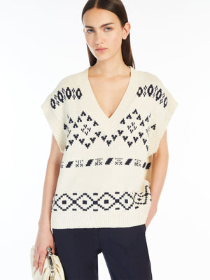 Gilet over in cotone jacquard