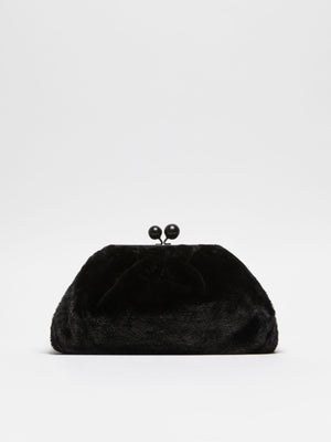 Pasticcino bag medium in tessuto extra soft furry nero