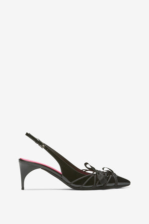 Slingback con fiocchi in abrasivato nero