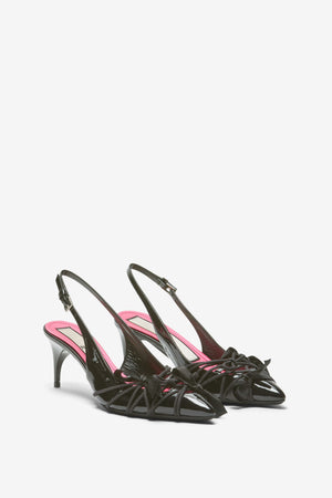 Slingback con fiocchi in abrasivato nero