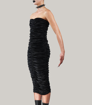 Draped Velvet Dress “Klyménē”